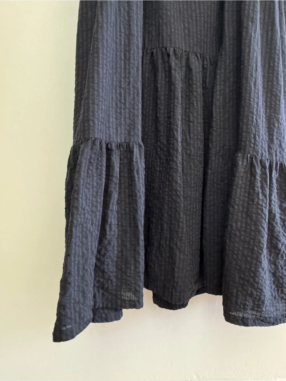 Jenni Kayne Seersucker Summer Dress in Black, Size S